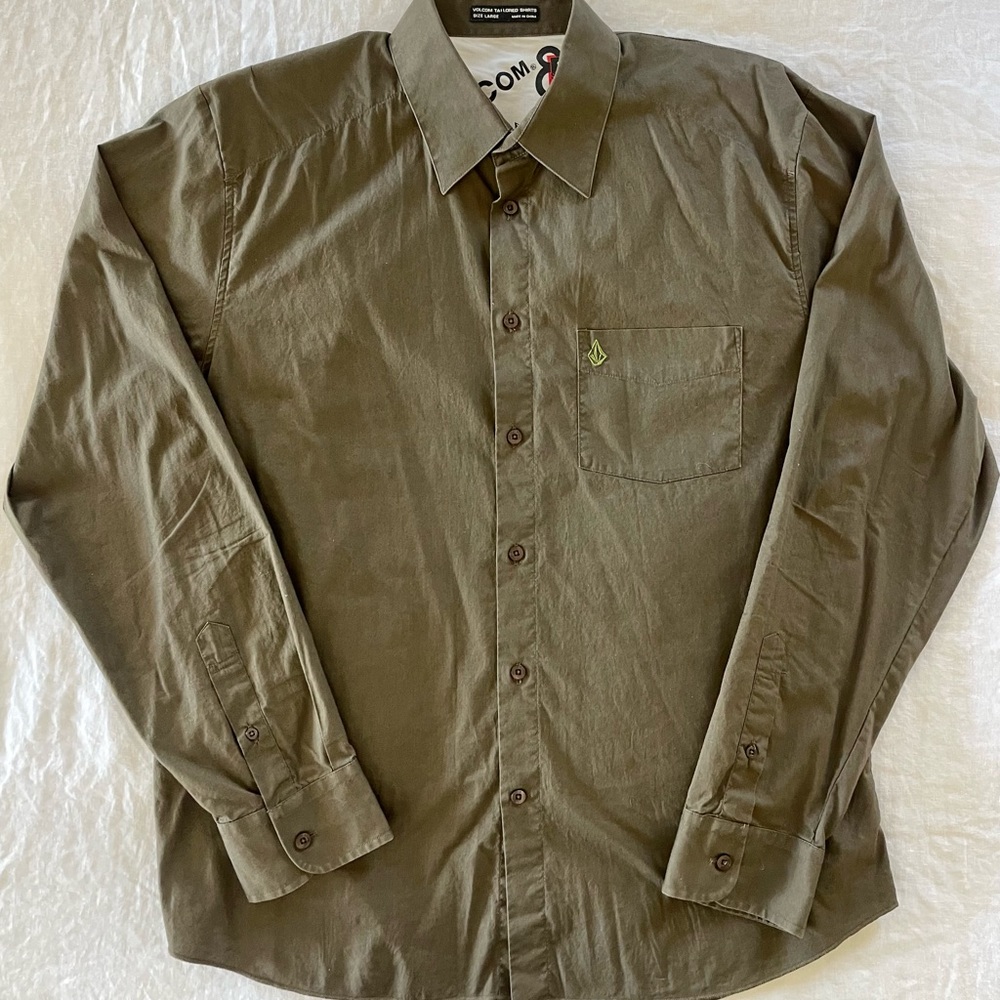 VOLCOM Long Sleeve Button Down Shirt Large